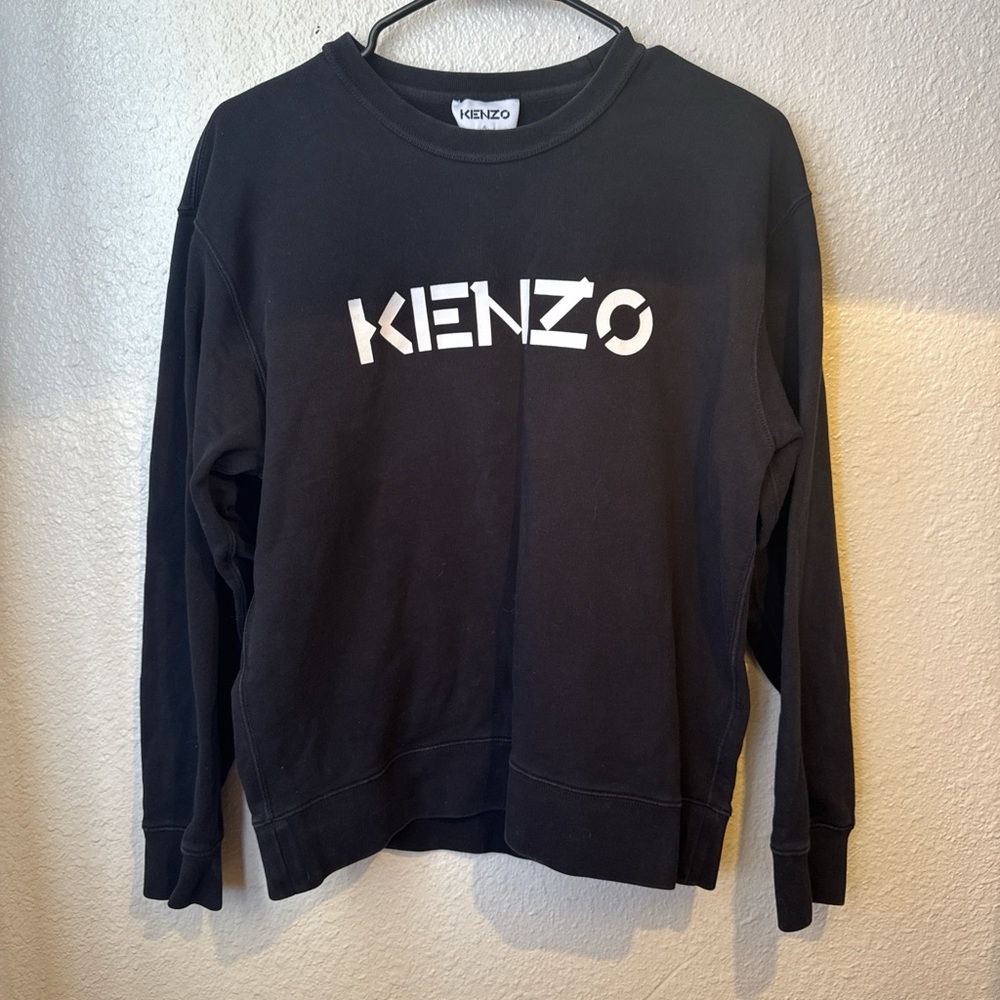 Kenzo Black Crewneck Sweatshirt with White Logo